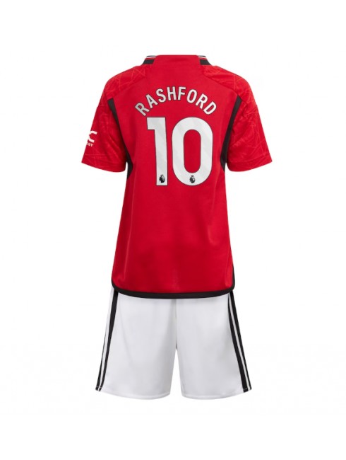 Manchester United Marcus Rashford #10 Heimtrikotsatz für Kinder 2023-24 Kurzarm (+ Kurze Hosen)
